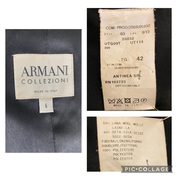 Armani Collezioni Wool Silk Blend Textured Fitted Blazer Sz 6 - Picture 13 of 14